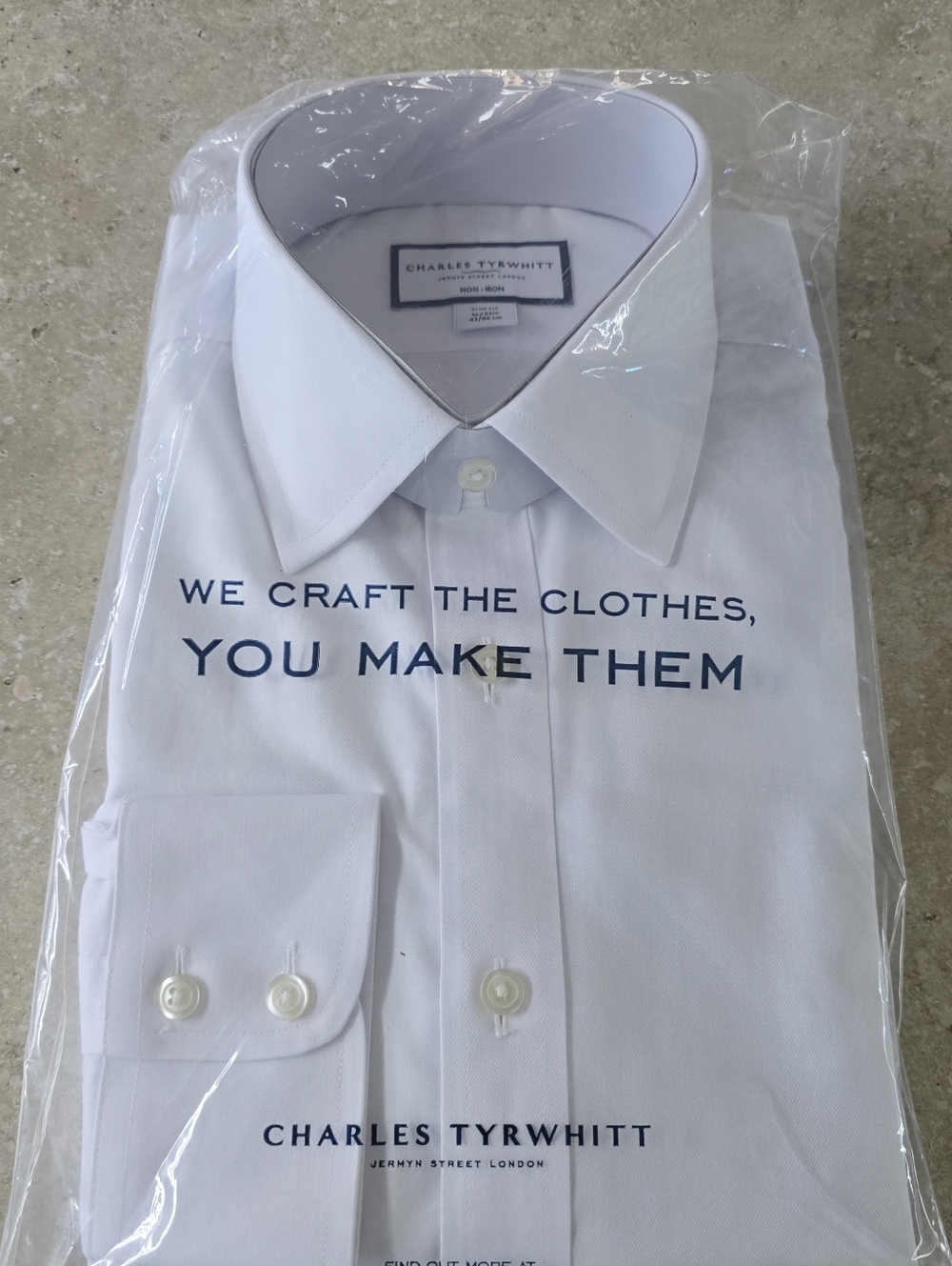 Charles Tyrwhitt White Dress Shirt with Classic Point Collar New